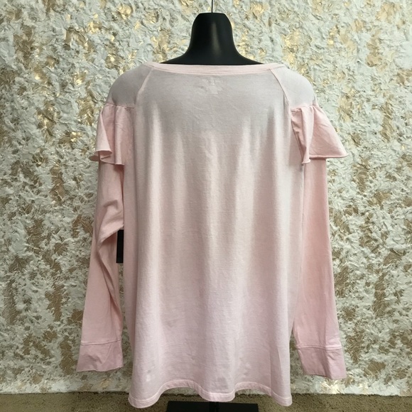 Pink Ruffle-Yoke Long Sleeve Tee-Size 18/20 - Picture 6 of 9